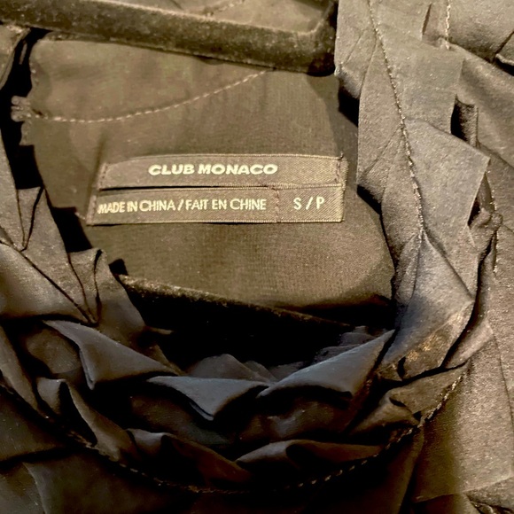 Club Monaco Ruffle Neck Silk Top, Black, Size Small - Picture 2 of 12